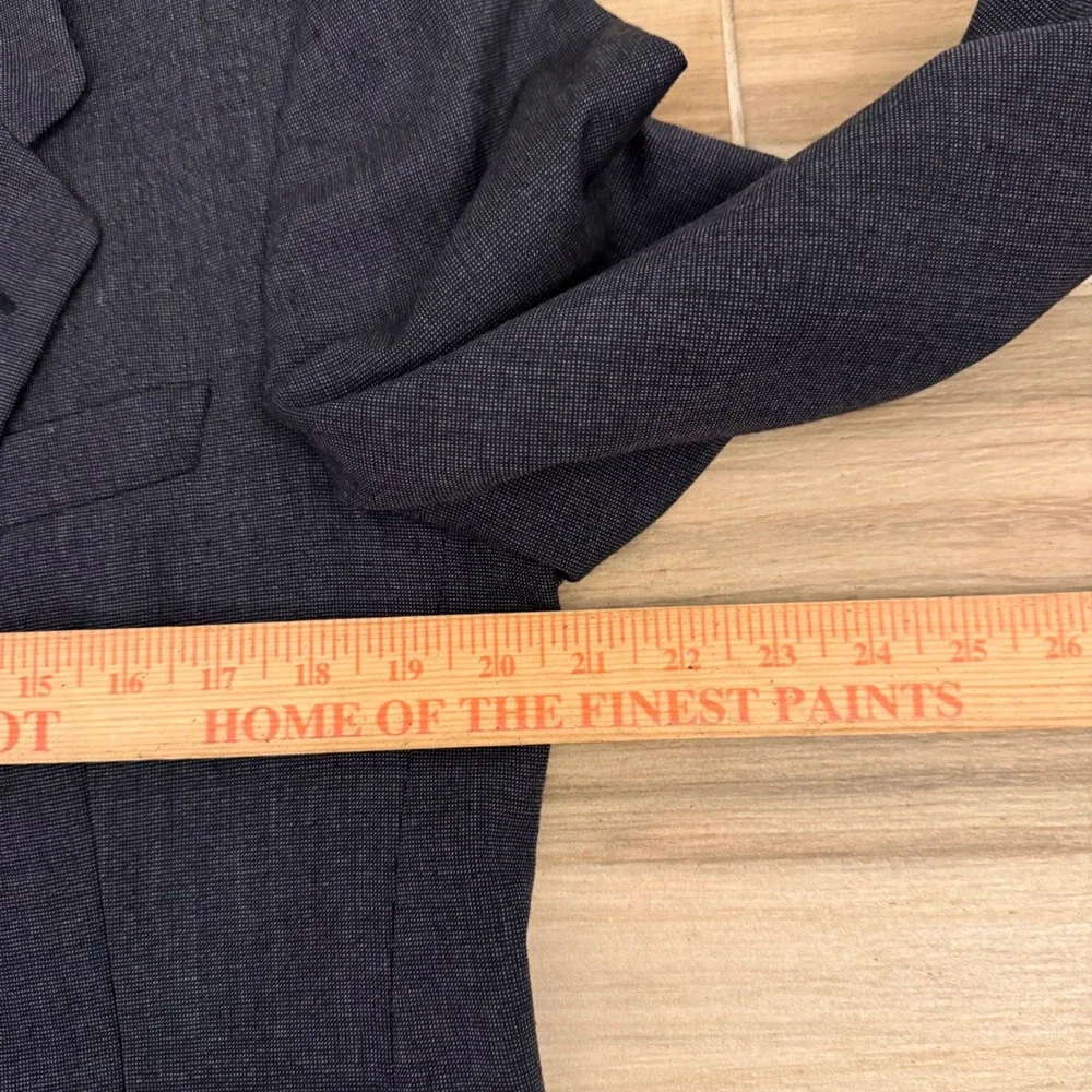 Vtg 80s Christian Dior Saks Fifth Avenue Suit Jacket Blazer Navy Charcoal 40R